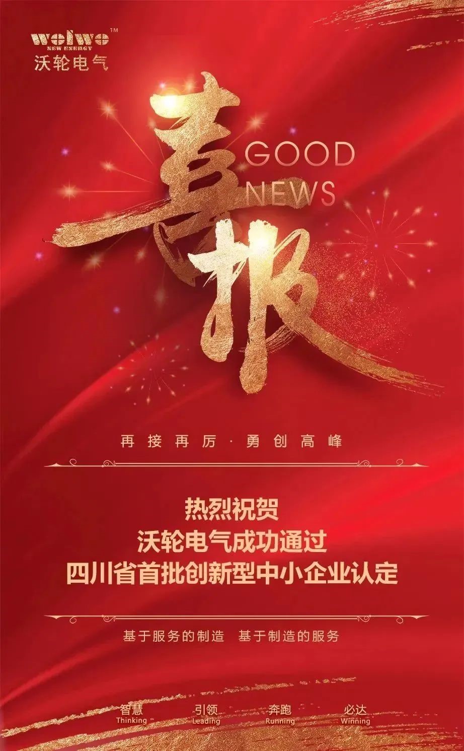 【企业喜讯】新使命开启新征程！热烈祝贺沃轮电气成功通过“四川省首批创新型中小企业”认定！